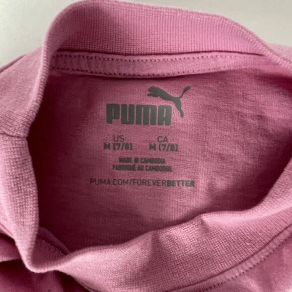 Puma Girls Active 2 piece set with leggings and tshirt Pink with Metallic Logo M - Picture 3 of 7